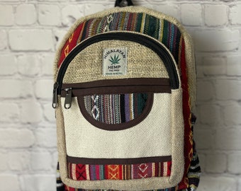 Handmade Hemp Backpack, Boho Travel Backpack, Festival Laptop Bag, Everyday Backpack