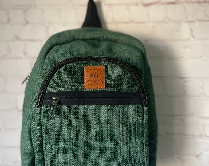 Green Patterned Cotton Backpack