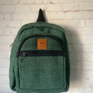 Green Patterned Cotton Backpack
