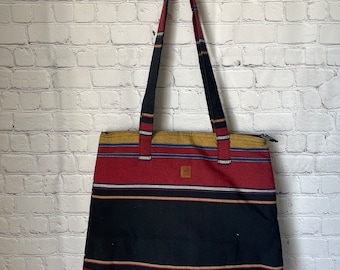 Handmade Cotton Tote Bag, Boho Shoulder Bag, Multicolor Woven Ethnic Purse