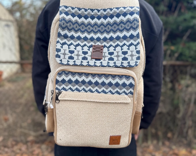 Premium Handmade Woven Backpack, Boho Travel Laptop Bag, Himalayan Nepal Backpack