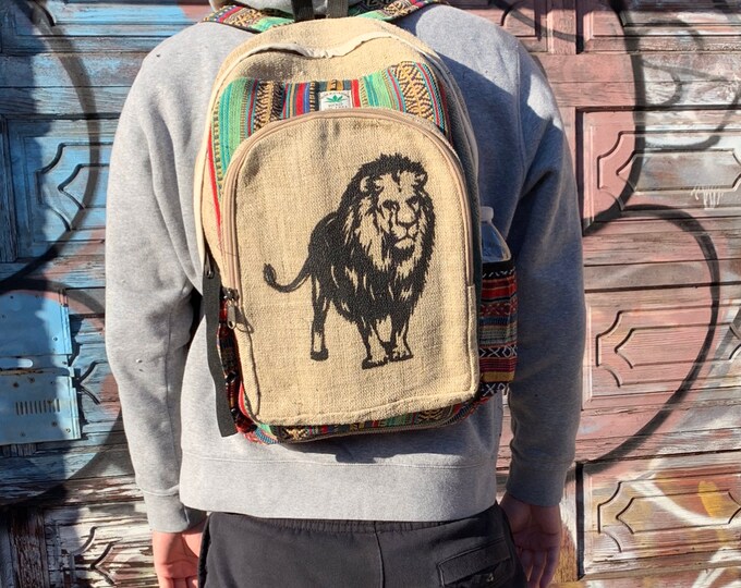 Hemp Backpack (Lion print)