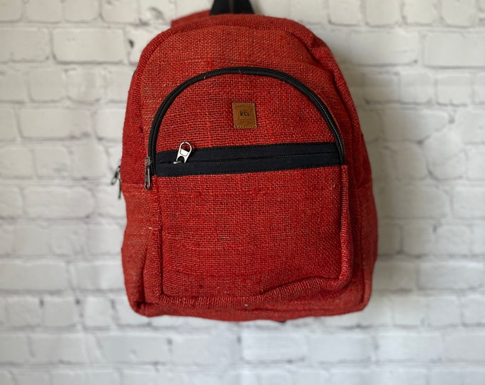 Red colored Handmade Hemp Backpack