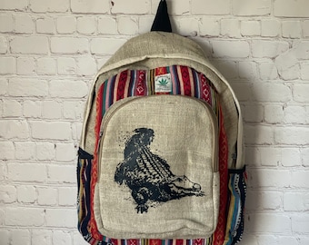 Crocodile Printed Handmade Hemp Backpack