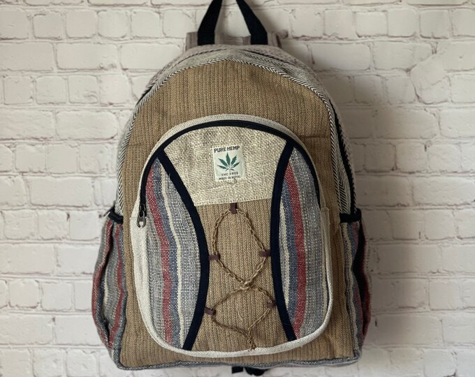 Handmade Backpack with thread/tiny rope in the front