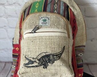 Crocodile Printed Mini Handmade Hemp Backpack