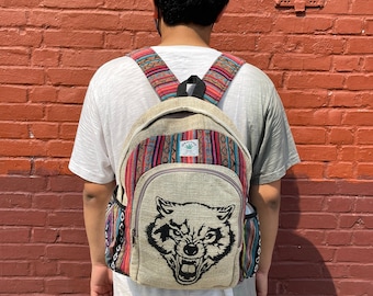 Wolf Printed Hippie Boho Bagpack
