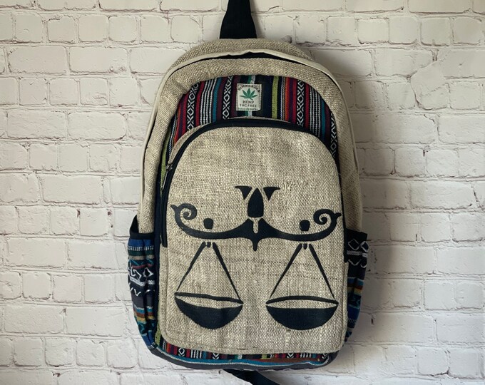 Libra Horoscope Printed Handmade Hemp Backpack