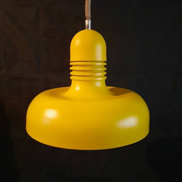 Space Age Pendant Lamp, Yellow Metal Pendant Lamp, MCM Ceiling Lamp, Made in Italy 1970's, Yellow Metal, Mid Century, Vintage Lamp,