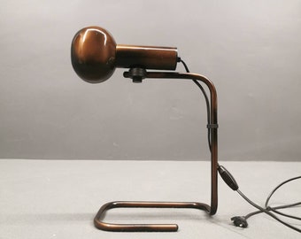Space Age Adjustable Brown Desk Lamp made in Italy 80's, Vintage Rare Table Lamp