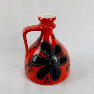 Scheurich West Germany Vase: Red Fat Lava Glaze, Mid Century Pottery