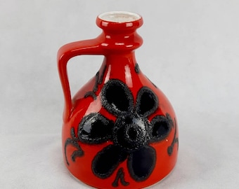 Scheurich West Germany Vase: Red Fat Lava Glaze, Mid Century Pottery