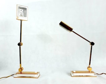 Vintage Italian Brass Desk Lamps: Adjustable Table Lamps, 1980s, Pair
