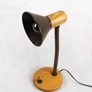 Vintage Wood Desk Lamp, Table Lamp, Mid Century Desk Lamp, Old Lamp, Adjusting Lamp, Made In 60&#39;s, Wooden and Metal lamp