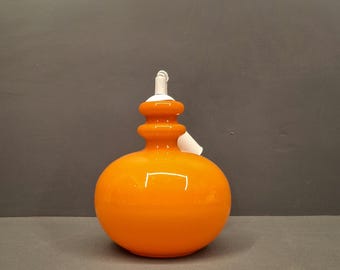 ヴィンテージガラス吊り下げランプ オレンジ/ホワイト 70年代 スペース