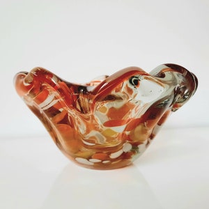 Glass Ashtray, Vintage Ashtray, Hand Made Ashtray, Made In Yugoslavia 80&#39;s, Glass Art, Work Glass, Mcm Ashtray
