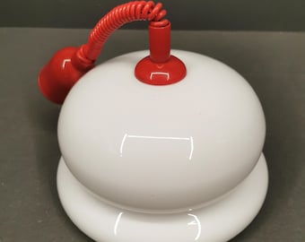 Vintage Yugoslavian Glass Pendant Light, 1970s, Red and White Design
