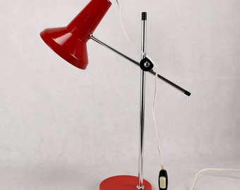 Vintage Red Desk or Table Lamp, Mid Century Table Lamp, Retro Red Desk Lamp, Made in 80's