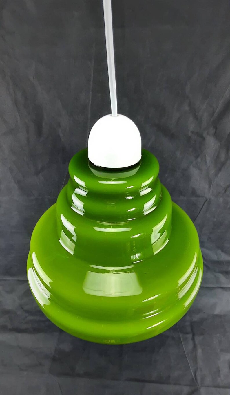 Vintage Green Pendant Lamp Space Age Ceiling Lamp MCM Glass Etsy