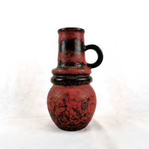 Scheurich Red Fat Lava Vase: West Germany Mid Century Pottery
