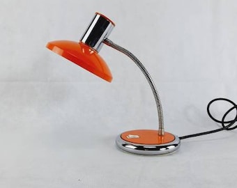 Vintage Orange Table Lamp: Adjustable Retro Desk Lighting