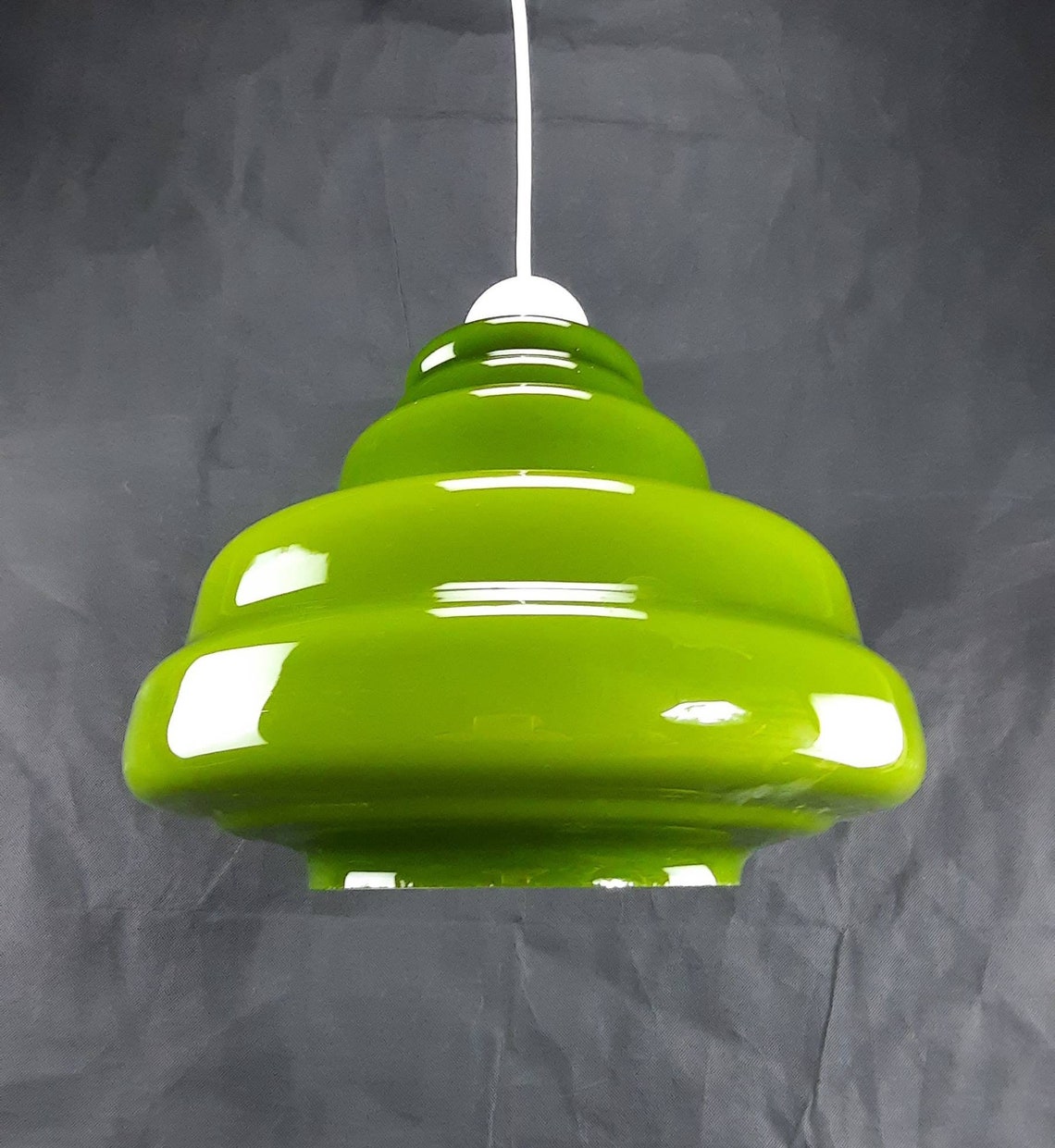 Vintage Green Pendant Lamp Space Age Ceiling Lamp MCM Glass Etsy