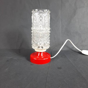 Vintage Glass Table Lamp: Red Mid-Century Home Decor