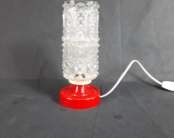 Vintage Glass Table Lamp: Red Mid-Century Home Decor