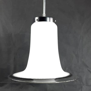 Mid Century Modern Murano White And Black Glass Pendant Light, Murano Glass Lamp, Large Hat Lamp, 1970's, Murano Pendant Light