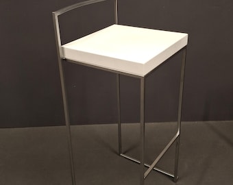 1 of 10 LaPalma Bar Stool | Stainless Steel Counter Chair | White Seat | Minimalist Italian Design
