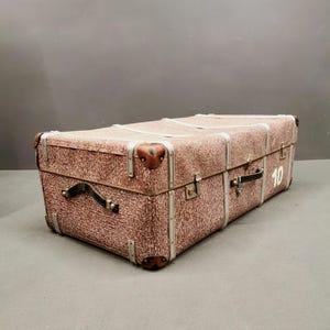 Vintage Large Travel Suitcase – Decorative Trunk, Retro Storage, Industrial Style, Made in 70&#39;s
