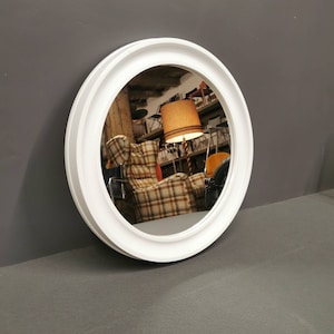 Space Age White Plastic Wall Mirror: Mid Century Modern, 1970s Yugoslavia