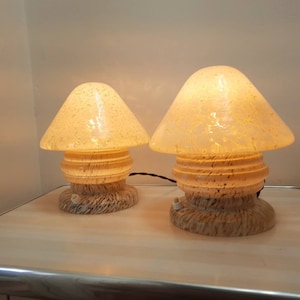 Vintage Murano Glass Mushroom Lamps: Home Decor Lighting, Set of 2