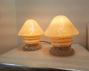 Vintage Murano Glass Mushroom Lamps: Home Decor Lighting, Set of 2