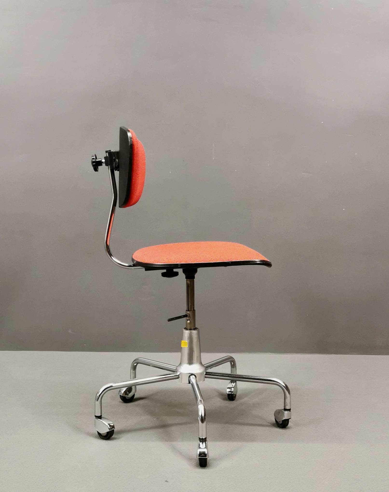 Vintage Office Chair, Red Fabric and Chrome Chair Vintage Office Chair, Red Fabric and Chrome Chair