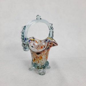 Vintage Murano Glass Basket: 1970s Art Glass