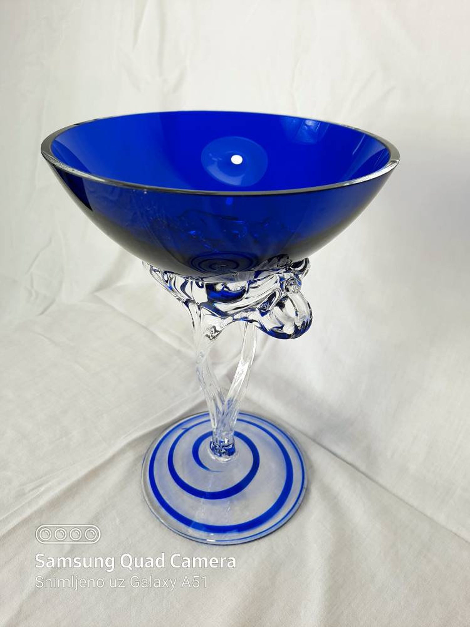 Jozefina Krosno Poland Jellyfish in Blue Glass Blown Glass - Etsy