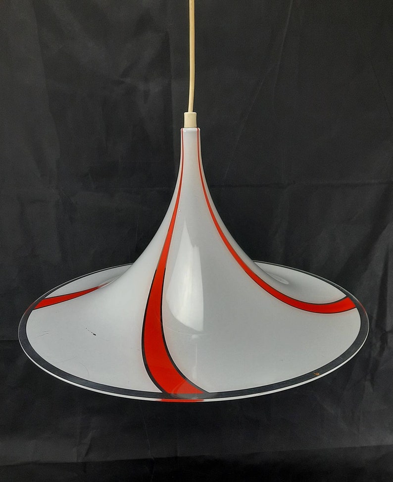 Meblo Guzzini Trumpet Light, Ajustable Space Age Pendant Light, Mid Century Modern Pendant Light, 70's, Italian Design, Made in Yugoslavia image 1