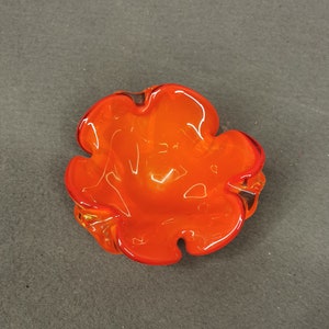 Red Glass Ashtray, Vintage Ashtray, Hand Made Ashtray, Made In Yugoslavia 80&#39;s, Glass Art, Work Glass, Mcm Ashtray