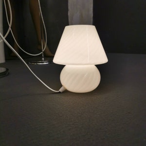 Space Age Mushroom Lamp, Vintage Opaline Murano Glass Lamp, White Table Lamp, MCM Mushroom Lamp, Retro Desk Lamp, 70's