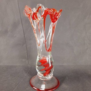 Glass Vase, Murano Style, Hand Made, Made In Yugoslavia, Prokuplje, Space Age, Vintage Vase, Retro Glass Art, Mid Century, 1970