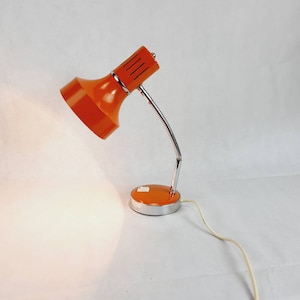 Vintage Adjustable Orange Desk Lamp: Mid Century Modern Lighting