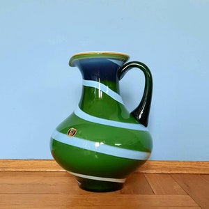 Pitcher Blow Murano style, Hand Made, Made In Yugoslavia, Prokuplje, Space Age, Vintage Blow, Retro Glass Art, Workglass