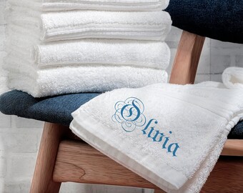 Personalised towel, Personalised logo name monogramed towel, face cloth, hand towel, bath towel, bath sheet, Multiple colours