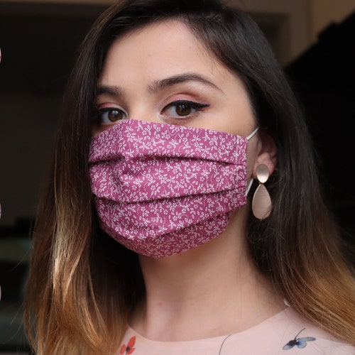 UK Made Floral Face Mask With Nose Wire Triple Layer Filter Etsy UK