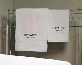 Beauty Salon Logo Towel, logo embroidery, logo personalised design, logo on towel, embroidered towel uk, face cloth,hand towel, bath sheet