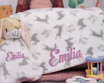 Baby shower gift girl, embroider baby blanket, pink baby blanket, baby name blanket, newborn blanket, personalise baby girl gift