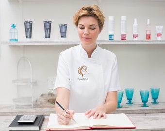 Beauty salon uniform, salon uniform, hairdresser uniform, personalize tunic, white tunic, beautician wrap uniform woman dentist