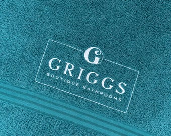 Embroidered towel personalised logo in the UK, Personalised logo name monogramed towel, face cloth, hand towel, bath towel, bath sheet