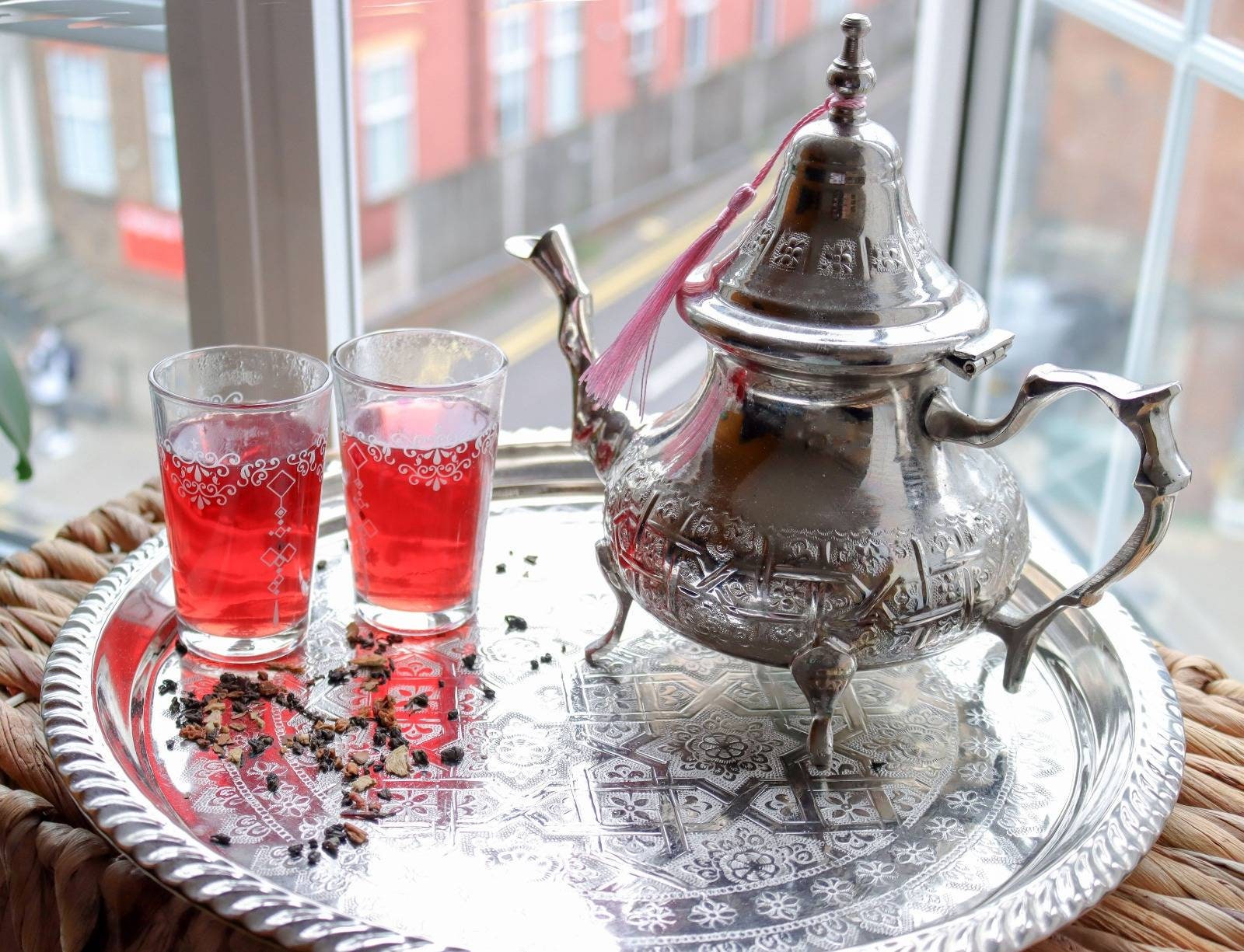 Traditional Moroccan Tea Set With 6 Tea Glasses and Tray Etsy UK